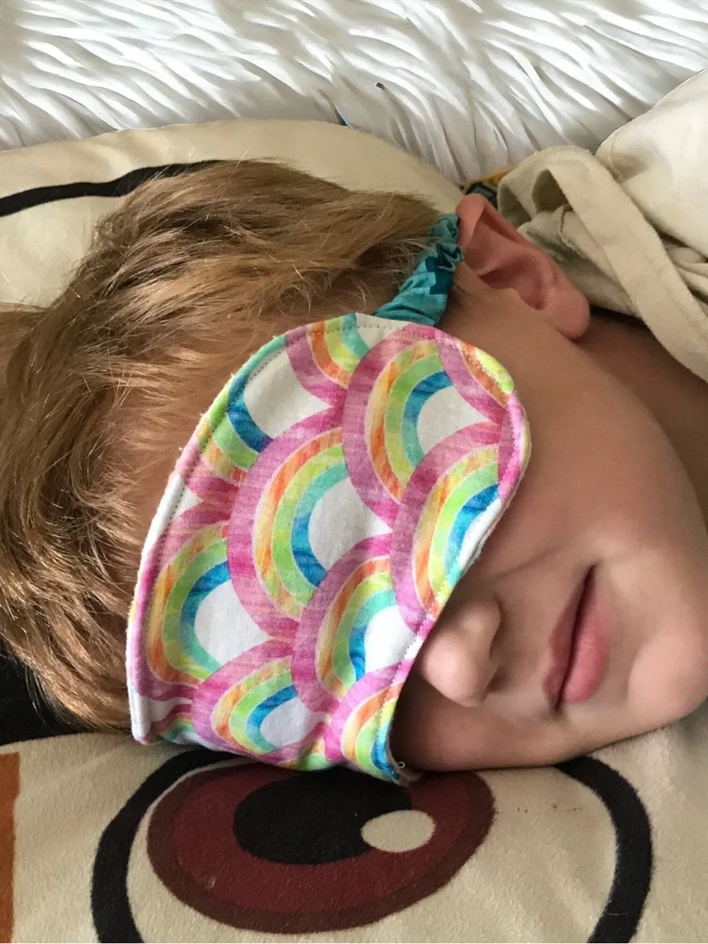 Blue with Rainbow Polka Dot Theme Kids Sleep Mask